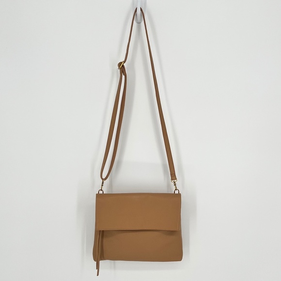 HOBO International Pebbled Leather Draft Crossbody Bag Brown Foldover - Picture 6 of 11